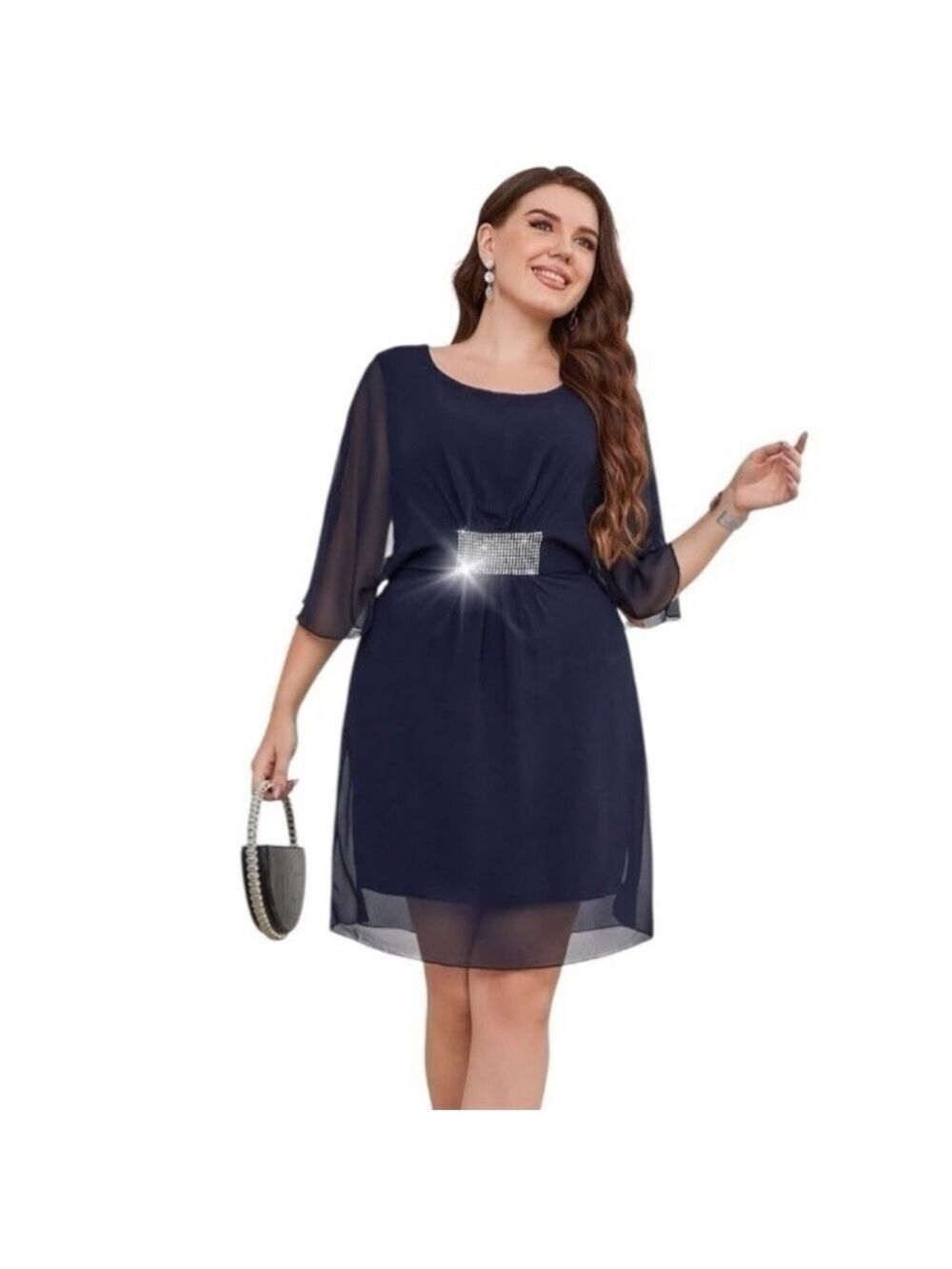 Women Plus Size Chiffon Overlay Dress 5XL